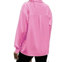 Vruća ružičasta elegantna obična košulja ovratnika ženske bluze
