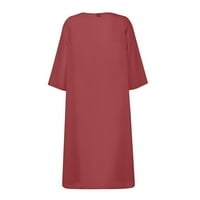 Ležerne haljine za žene Duljina koljena, Leather A-line cvjetni skitni vrat za vrata lubenice crvena m