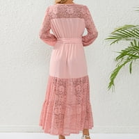 Ženske haljine haljine elegantne casual padne haljine seksi čipka haljina čipke haljina ružičasta l