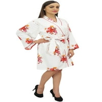 Bimba ženski pamuk poplin mladenka Bijela kimono rube za spavanje - 22