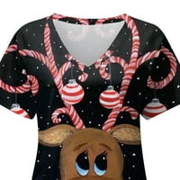 Clearsance Božićna košulja za žene Ženske plus veličine Reindeer Shirts Merry Božić Casual Vneck Tees