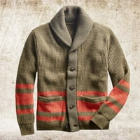 Entyinea Muškarci Zimski džemper V-izrez dugme Cardigan džemper XXL Army Green