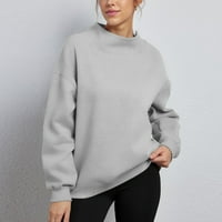 Duks za žene s dugim rukavima mock vrhova vrata čvrstog casual pulover labave majice bluza svijetlo