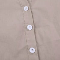 SoighXZC ženski ljetni vrhovi čvrsta boja bluza labav pulover Henley vrat casual majice majica beige