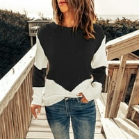 Ženski džemperi Crew izrez s dugim rukavima Kontrastna boja donje košulje Knit džemper Tuntic Tops