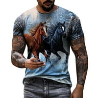 Košulje za muškarce Cleariance Horse Retro 3D okrugli vrat Skirmeni i jesenja majica