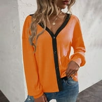 Ženska modna casual boju gumb za podudaranje dugih rukava Gornja bluza Hot6SL4491617