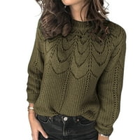 Yskkt jesen zimska ženska modna posada vrata slim fit s dugim rukavima izdubljena pletena džemper od