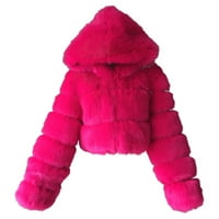 Ženska kratka jakna Fleece Warme S-6XL s kapuljačom tople zimski kaputi za žene krznena jakna tunika dugih rukava plus veličina Veličina Vruća ružičasta Qilakog veličina S