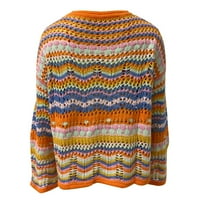 Vivianyo HD džemperi za žene odolijevanje plus veličine modni ženski tiskani dugi O-izrez na rukavu