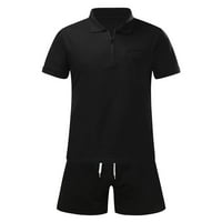 Ketyyh-Chn Muška odjeća Ležerne prilike Modne majice Classic Fit Sport Shorts Set TrackSit crna, XL