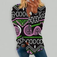 Ženski modni patentni patentni patentni patencijski pulover, tiskani majica sa etničkom stilom Top