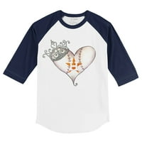 Mladića Tiny Turpap Bijeli mornarički Houston Astros Tiara Heart 3 4-rukave Raglan majica