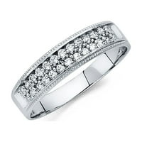 Jewels 14k Bijeli zlatni prsten Kubični cirkonijski CZ Muška godišnjica Vjenčana traka veličine 11