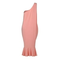 Haljine za žene bez rukava čvrstoća na koljenu A-line jedno rame ružičasto l