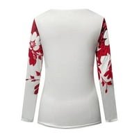 Labakihah T majice za žene Žene patentni rukav Ležerne prilike, Floralna tiskana majica Top bluza Majica
