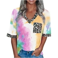 Bluze za žene modni modni džep kratkih rukava Leopard okrugli vrat casual vrhovi bluza mlada košulja