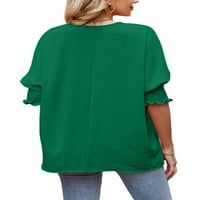 Paille dame Ljetne vrhove Majica sa čvrstom bojom majica Majica Labavi plažni pulover tamnozelene zelene