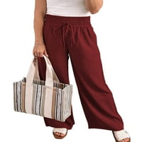 Ženske hlače Visoko struk Palazzo pant široke dno dame dame baggy pantalone svakodnevno nose vino crveno