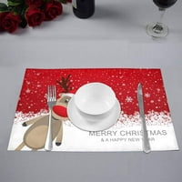 Crveni božićni ukras za rezanje Snow Paflake Placemat Mats za trpezariju Kuhinjski stol Dekoracija,