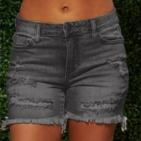 Hinvhai ženske čvrste traper kratke hlače rupe patentni patentni paans hlače na klirensu siva 10