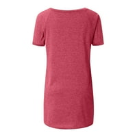 Ženski vrhovi Ljetna majica Casual Labavi ogrtač V-izrez kratki rukav labav solid u boji vruće ružičaste