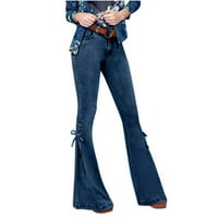 Traperice za žene Trendi Vintage Flare Jeans Y2K Stretch Skinny Traperice Ležerne traperice sa džepovima
