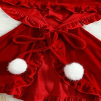 Meihuida Kids Girls Cloak Mekani kapuljač kapuljača Frills Cape sa plišanim kuglicama Božićna zabava