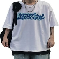 Kokopeaunt muškarci Y2K korejske majice Japansko estetsko retro slovo Ispis kratkih rukava TOPS tamna