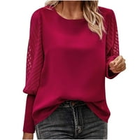 Miluxas ženske košulje dugih rukava Henley gumb gore uz majicu casual osnovne vrhove bluza vino 8