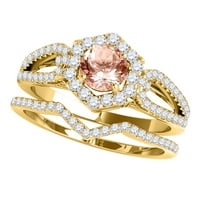 Mauli dragulji za angažman prstenje za žene 1. Carat Halo morgatit i dijamantni pogled na more Set za