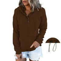 Posijego hoodie za žene casual puni gumb s dugim rukavima s dugim rukavima s dugim duksericama labav