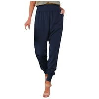 Hlače za vježbanje za žene udobnost trbuha Ruched Slacks Yoga hlače Atletic jogger pantalone Solidne