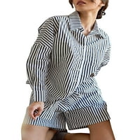 Eyicmarn ženski ljetni saloni, pružni ispise s dugim rukavima košulja s dugim rukavima + elastična skica