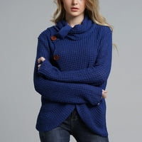 Homchy džemper za žene, ženski modni pleten visoki vrat dugih rukava s velikim velikom dugim džemper